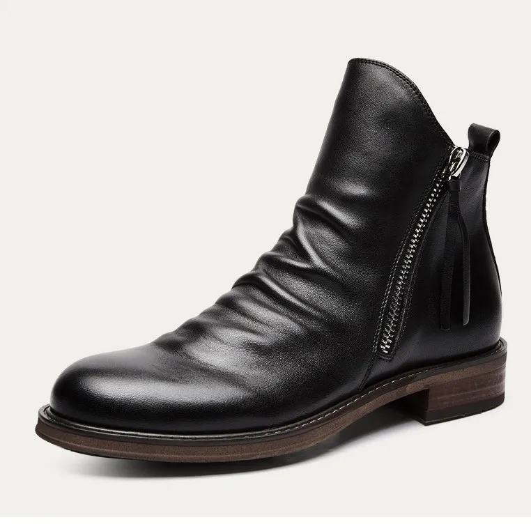 Cowboylaarzen voor heren Vierkante neus Zacht PU-leer Enkel Westernlaarzen Retro Slip On Chelsea Boot Casual comfortabele kledingschoenen - Image 3