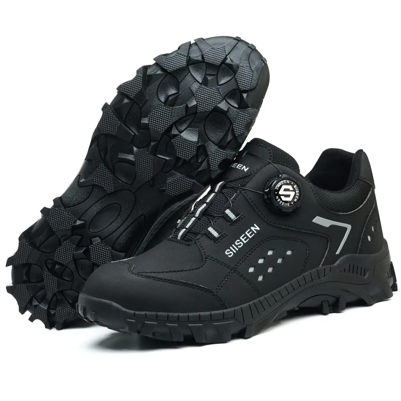 Draaibare knop veiligheidsschoenen stalen neus zwarte antislip werkschoenen anti-perforatie beschermende werklaarzen industriële schoenen - Image 2