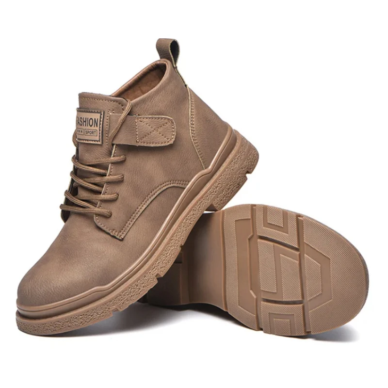 Veiligheidslaarzen met stalen neus, anti-lek waterdicht Leren veiligheidsschoenen voor werkman Werkschoenen met hoge enkel Beschermende werksneakers - Image 5