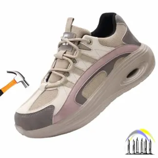 Stalen neuslaarzen voor dames, lichtgewicht veiligheidsschoenen, comfortabele, ademende beschermende werklaarzen, antislip industriële sneakers