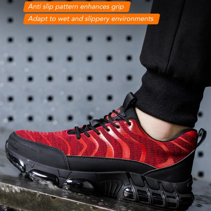 Schoenen met stalen neus voor heren Onverwoestbare werkschoenen Lichtgewicht sneakers met stalen neus Dames Punctiebestendig Antislip Veiligheidszapatos - Image 6