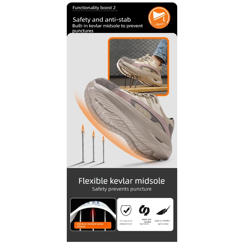 Stalen neuslaarzen voor dames, lichtgewicht veiligheidsschoenen, comfortabele, ademende beschermende werklaarzen, antislip industriële sneakers - Image 4