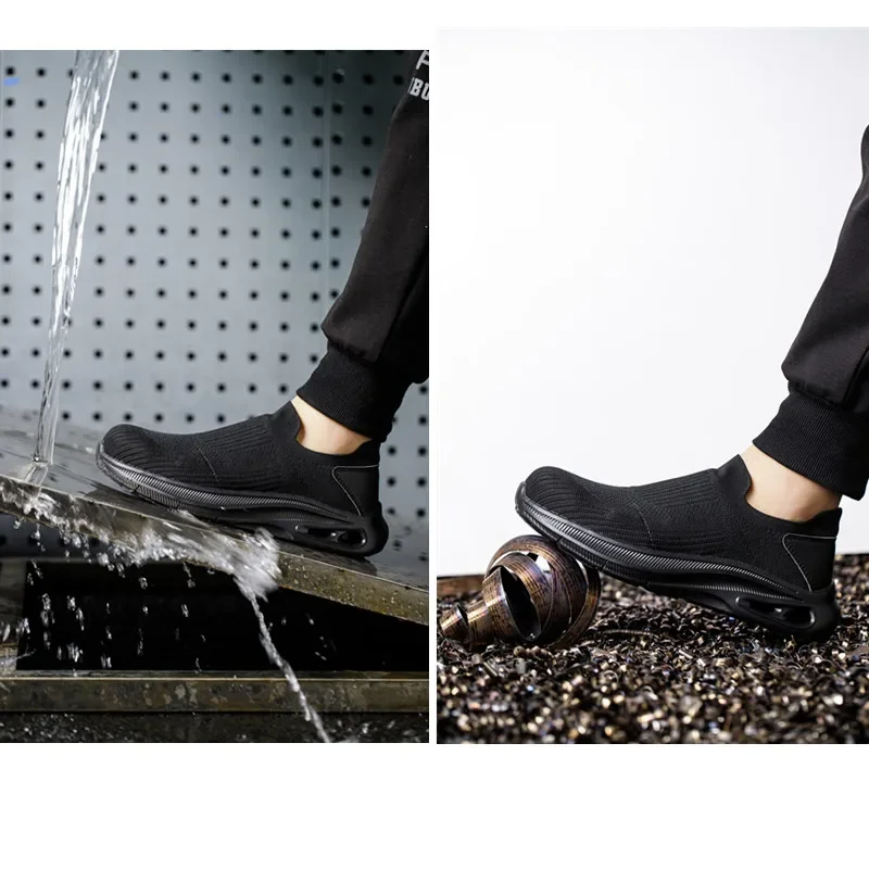 schoenen met stalen neus voor heren dames instapwerklaarzen comfortabele ademende werkschoenen zwarte antislip lichtgewicht veiligheidsschoenen - Image 3