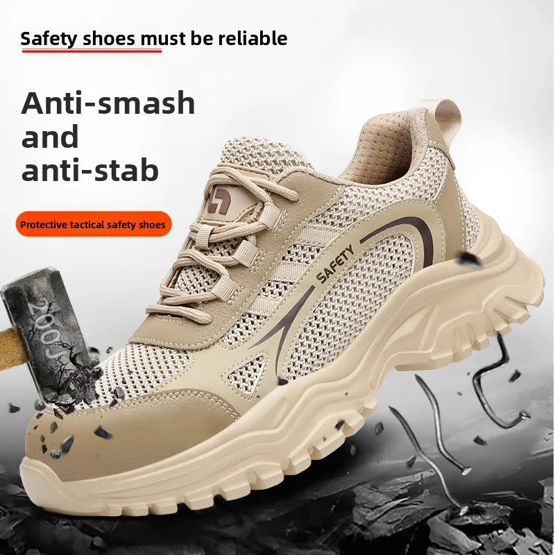 lichtgewicht zomerwerk schoenen van mesh, ademende veiligheidsschoenen, industriële tennisschoenen met stalen neus voor heren, beschermende teen sneakers - Image 4
