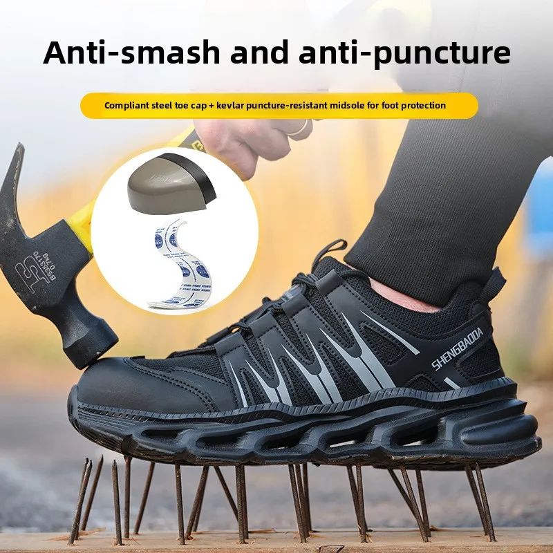 ultralichte zwarte veiligheidsschoenen voor heren, laarzen met stalen neus, comfortabele werkschoenen voor dames, antislip beschermende werksneakers - Image 5