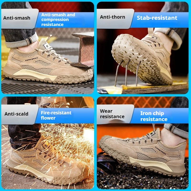 zomerveiligheidsschoenen ademende mesh werkschoenen met plastic neus industriële antislip sneakers geïsoleerde werklaarzen voor lasser - Image 4