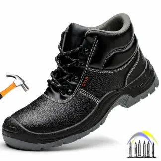werklaarzen met stalen neus voor heren anti smash anti-lek zwarte leren schoenen man industriële constructie veiligheid waterdichte schoenen