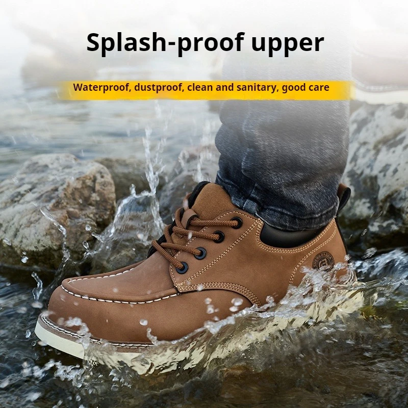 Sneakers met stalen neus voor heren, werkschoenen van microvezelleer, waterdichte veiligheidsschoenen, antislip werklaarzen voor industriële constructie - Image 5