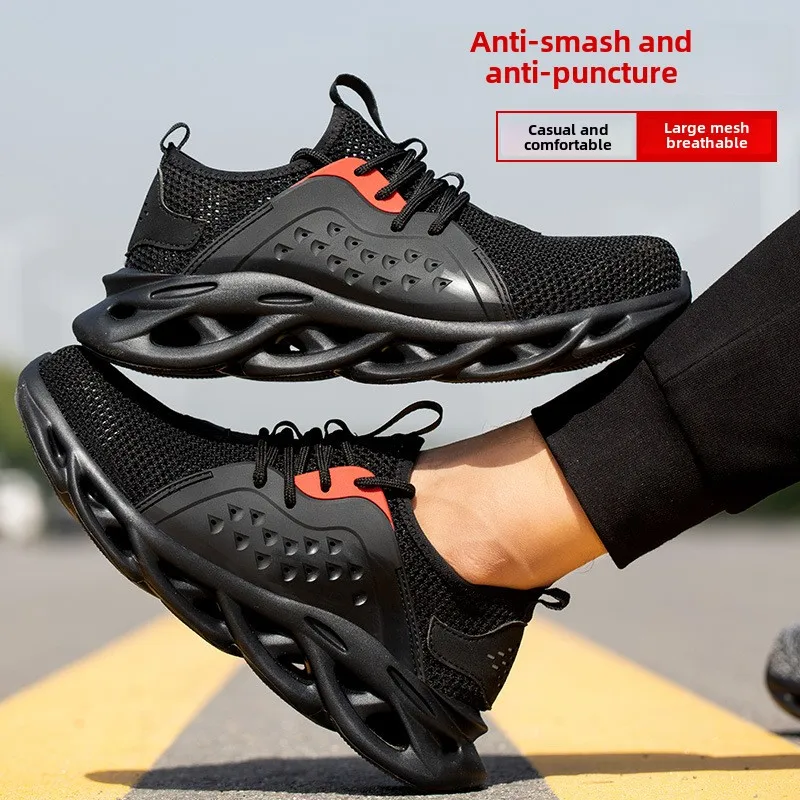 Zomerveiligheidsschoenen ademende mesh werkschoenen lichte anti smash anti-punctie sneakers voor het werken met teenbescherming - Image 2