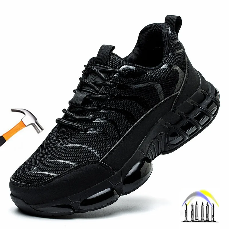 Schoenen met stalen neus voor heren Onverwoestbare werkschoenen Lichtgewicht sneakers met stalen neus Dames Punctiebestendig Antislip Veiligheidszapatos