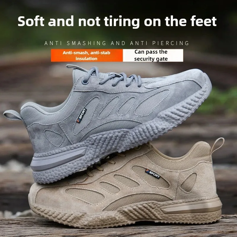 Lichte, comfortabele veiligheidsschoenen met kunststof neusbescherming voor heren, beschermende werksneakers, antislip werkschoenen - Image 5