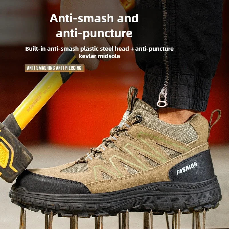 hoge veiligheidsschoenen heren winter industriële werkschoenen met plastic neus anti-leklaarzen rubberen buitenzool antislip werkschoenen - Image 3
