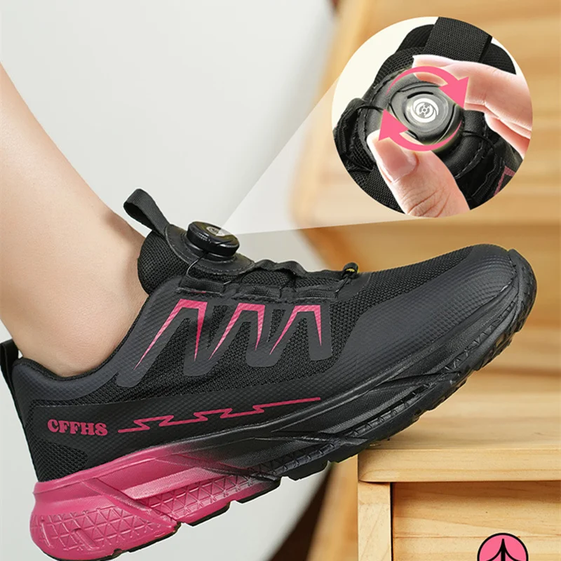 lichte veiligheidsschoenen voor dames werkschoenen met stalen neus en lage rotatie drukknop anti-lek veiligheidssneakers industriële schoenen - Image 6
