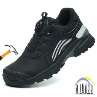 Veiligheidsschoenen met stalen neus voor heren en dames, anti-impact, orthopedische inlegzool, draaiknop, waterdicht, metalen neus, werkschoenen