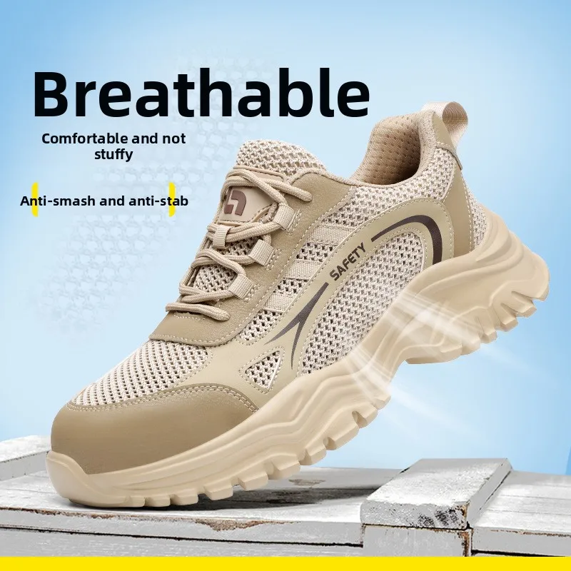 lichtgewicht zomerwerk schoenen van mesh, ademende veiligheidsschoenen, industriële tennisschoenen met stalen neus voor heren, beschermende teen sneakers - Image 2