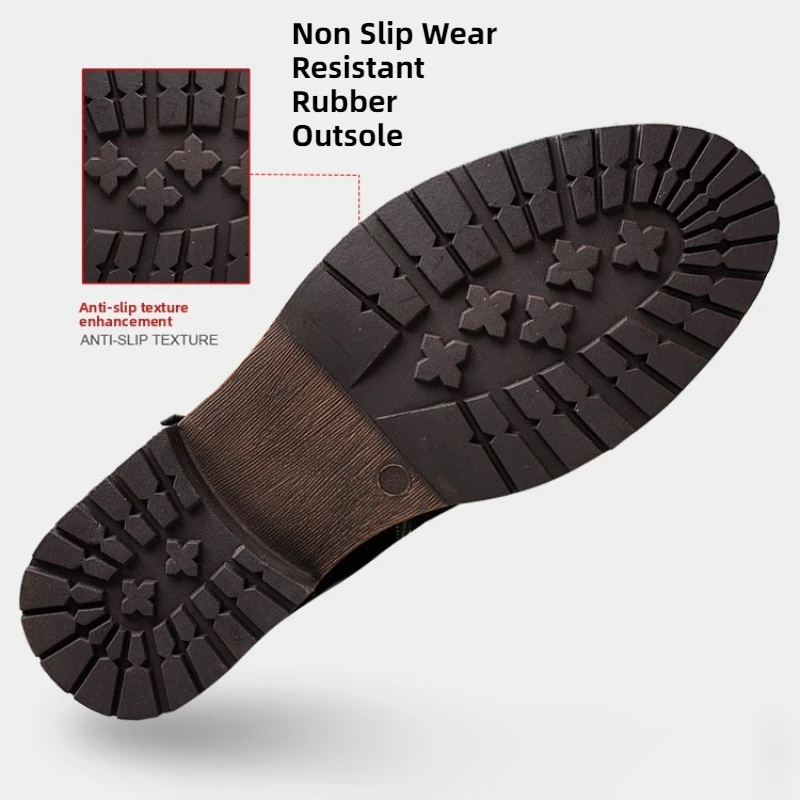 Cowboylaarzen voor heren Vierkante neus Zacht PU-leer Enkel Westernlaarzen Retro Slip On Chelsea Boot Casual comfortabele kledingschoenen - Image 4