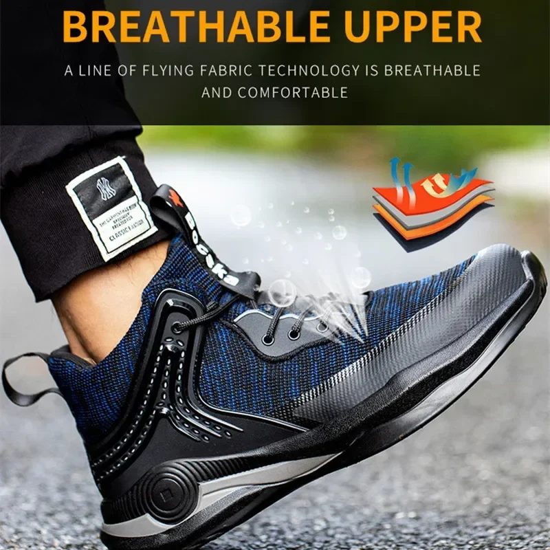 ultralichte veiligheidsschoenen 48-werksneakers met stalen neus, anti-lek veiligheidsschoenen voor heren, werklaarzen, industriële schoenen - Image 5