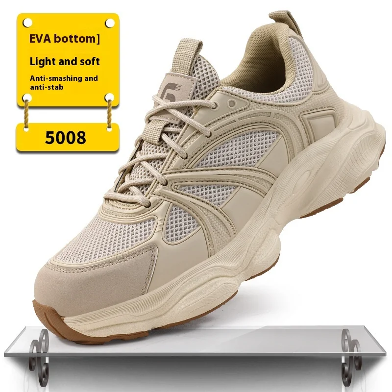 Schoenen met stalen neus voor heren Antislip Onverwoestbare veiligheidstennisschoenen Lichtgewicht ademende constructie Sneakers anti-lek - Image 4