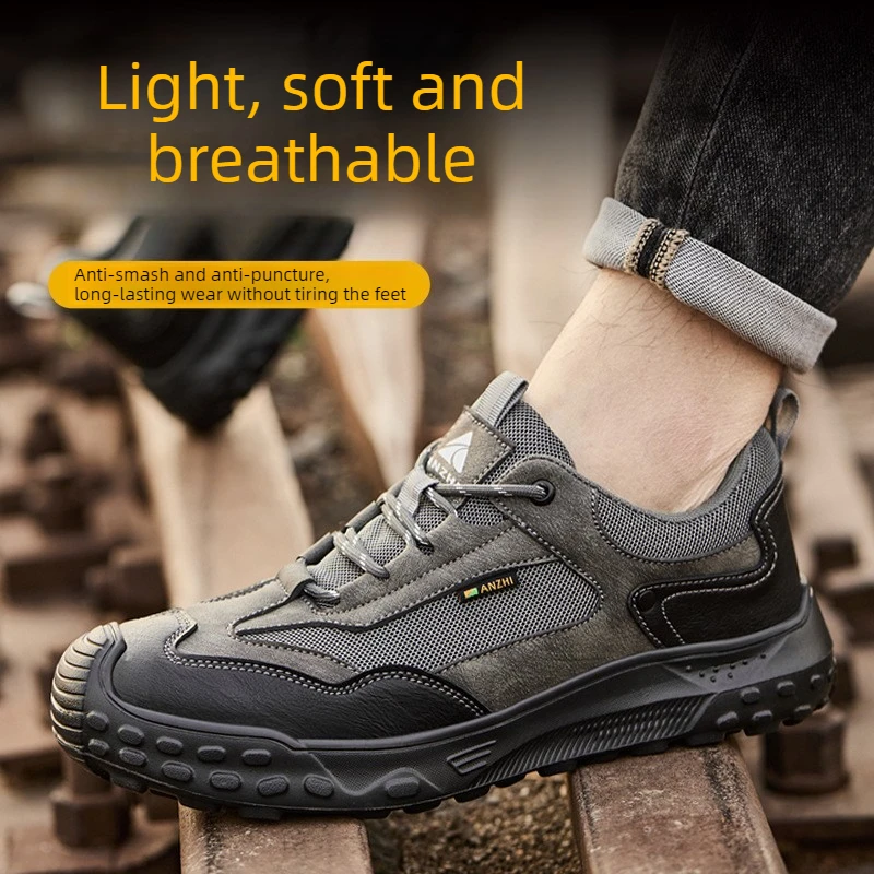 Lichtgewicht veiligheidsschoenen voor heren, anti-smash en anti-steek werkschoenen met stalen neus, industriële veiligheidsschoenen voor de bouw en bescherming van de arbeid. - Image 4