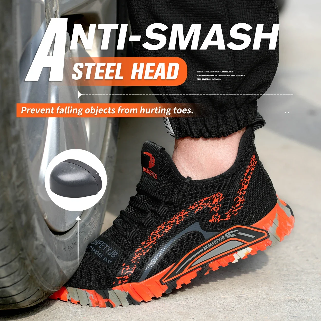 zomerveiligheidsschoenen voor heren dames ademende werkschoenen met bescherming mesh veiligheidssneakers anti-lek werklaarzen met stalen neus - Image 3
