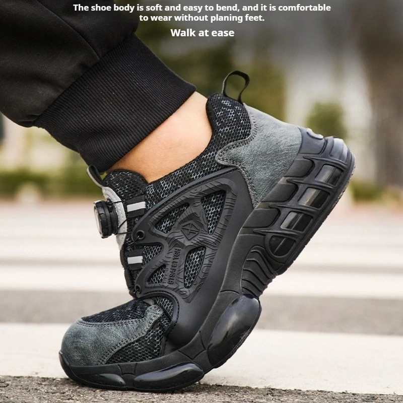 Schoenen met stalen neus voor heren veiligheidsschoenen op de bouwplaats met draaiknop Lekbestendige schoenen Anti-lek veiligheidssneakers - Image 6