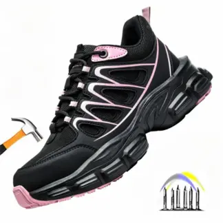 zwarte antislip veiligheidsschoenen dames lichtgewicht werkschoenen dames anti-lek veiligheid teen sneakers werklaarzen met pet voor dames