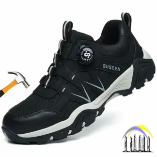Industriële stalen veiligheidsschoenen met draaiknop, veiligheidssneakers voor mannen, anti-perforatie beschermende werklaarzen