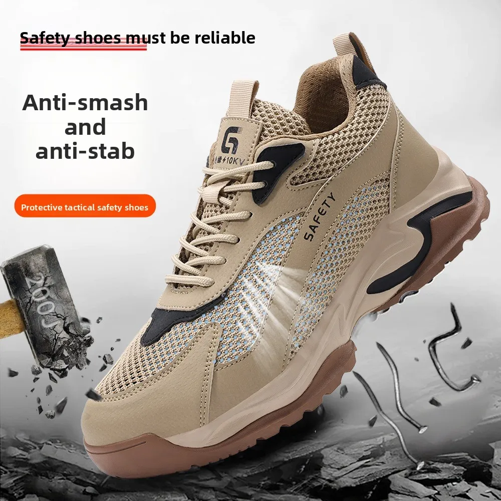 Zomerse ademende werkschoenen, ultralichte veiligheidsschoenen met kunststof neus, werklaarzen voor heren, sneakers voor werkzaamheden met bescherming - Image 2