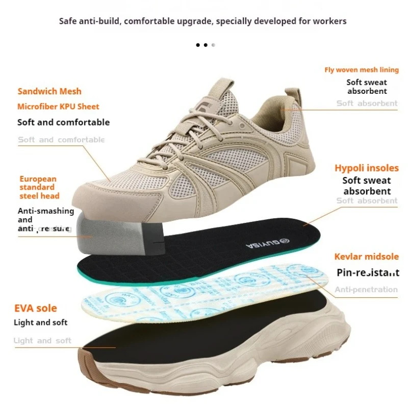 Schoenen met stalen neus voor heren Antislip Onverwoestbare veiligheidstennisschoenen Lichtgewicht ademende constructie Sneakers anti-lek - Image 2