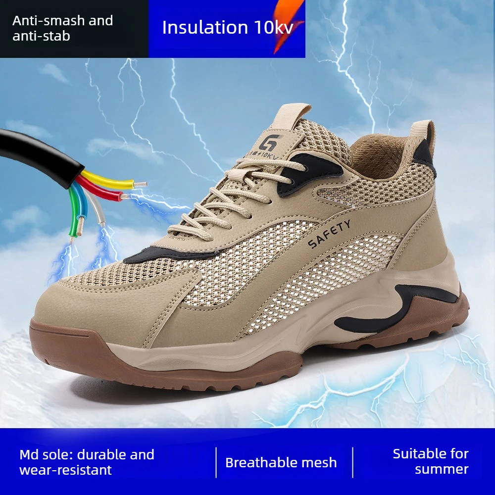 Zomerse ademende werkschoenen, ultralichte veiligheidsschoenen met kunststof neus, werklaarzen voor heren, sneakers voor werkzaamheden met bescherming - Image 5