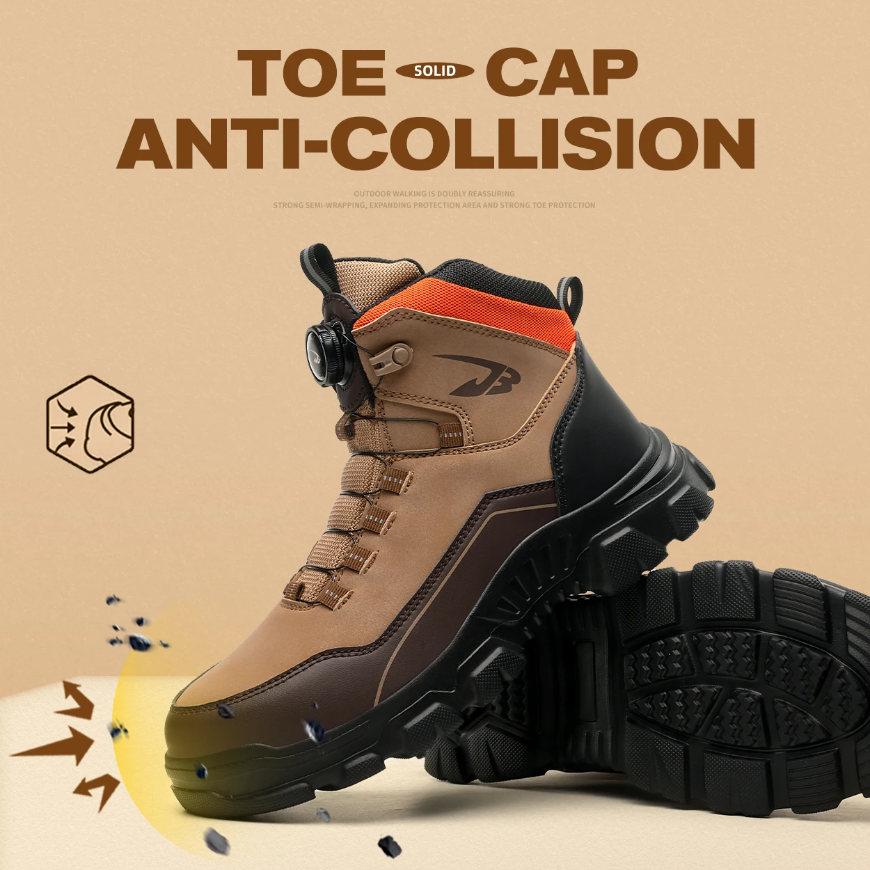 sneakers met stalen neus waterdichte werkschoenen man lekbestendige bouwplaats veiligheidsschoenen roterende knop veldwerklaarzen - Image 5