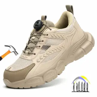 lichtgewicht veiligheidsschoenen met stalen neus en draaiknop, anti-lek constructie werklaarzen met bescherming, antislip werkschoenen