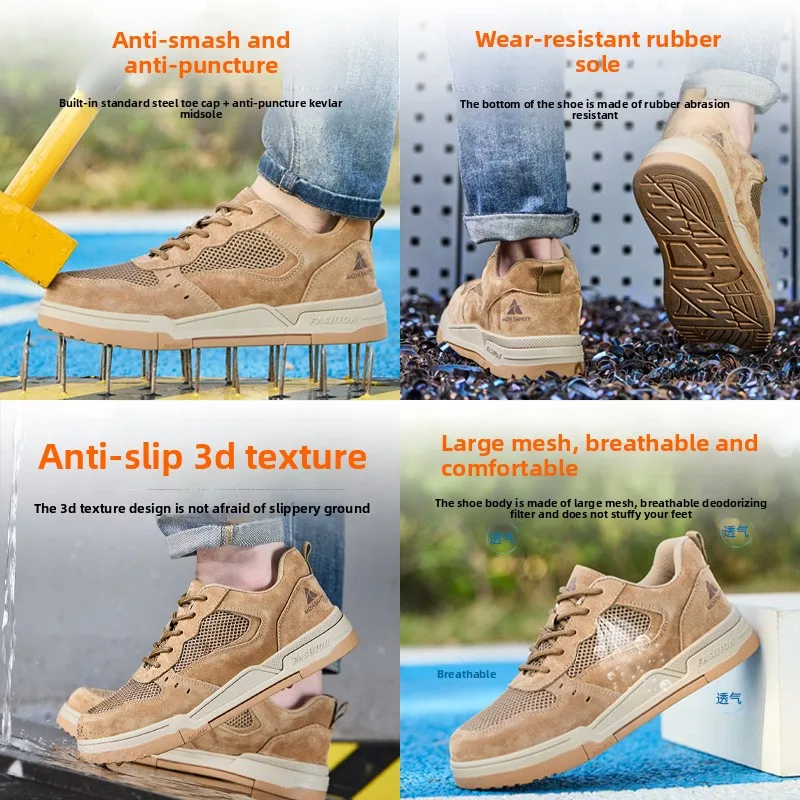 zomer ademende mesh veiligheidsschoenen stalen neus veiligheidslaarzen voor dames lichtgewicht antislip werkschoenen voor heren beschermend schoeisel - Image 6