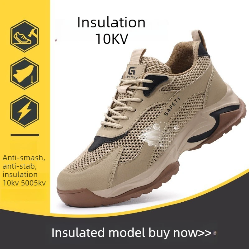 Zomerse ademende werkschoenen, ultralichte veiligheidsschoenen met kunststof neus, werklaarzen voor heren, sneakers voor werkzaamheden met bescherming - Image 4