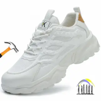 witte werkschoenen lichtgewicht comfortabele veiligheidsschoenen heren dames werkschoenen met een stalen neus lekbestendige veiligheidswerksneakers