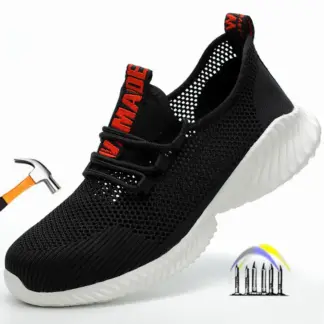 zomerveiligheidsschoenen zwarte werkschoenen met ijzeren neus anti-lek lichte werkschoenen ademende veiligheidswerksneakers voor heren dames