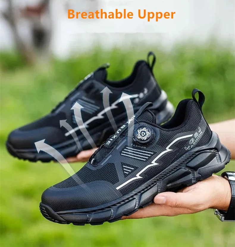 antivermoeidheidswerkschoenen met stalen neus, lichtgewicht, ademende veiligheidsschoenen met draaiknop, werklaarzen, arbeidsbeschermingsschoenen - Image 3