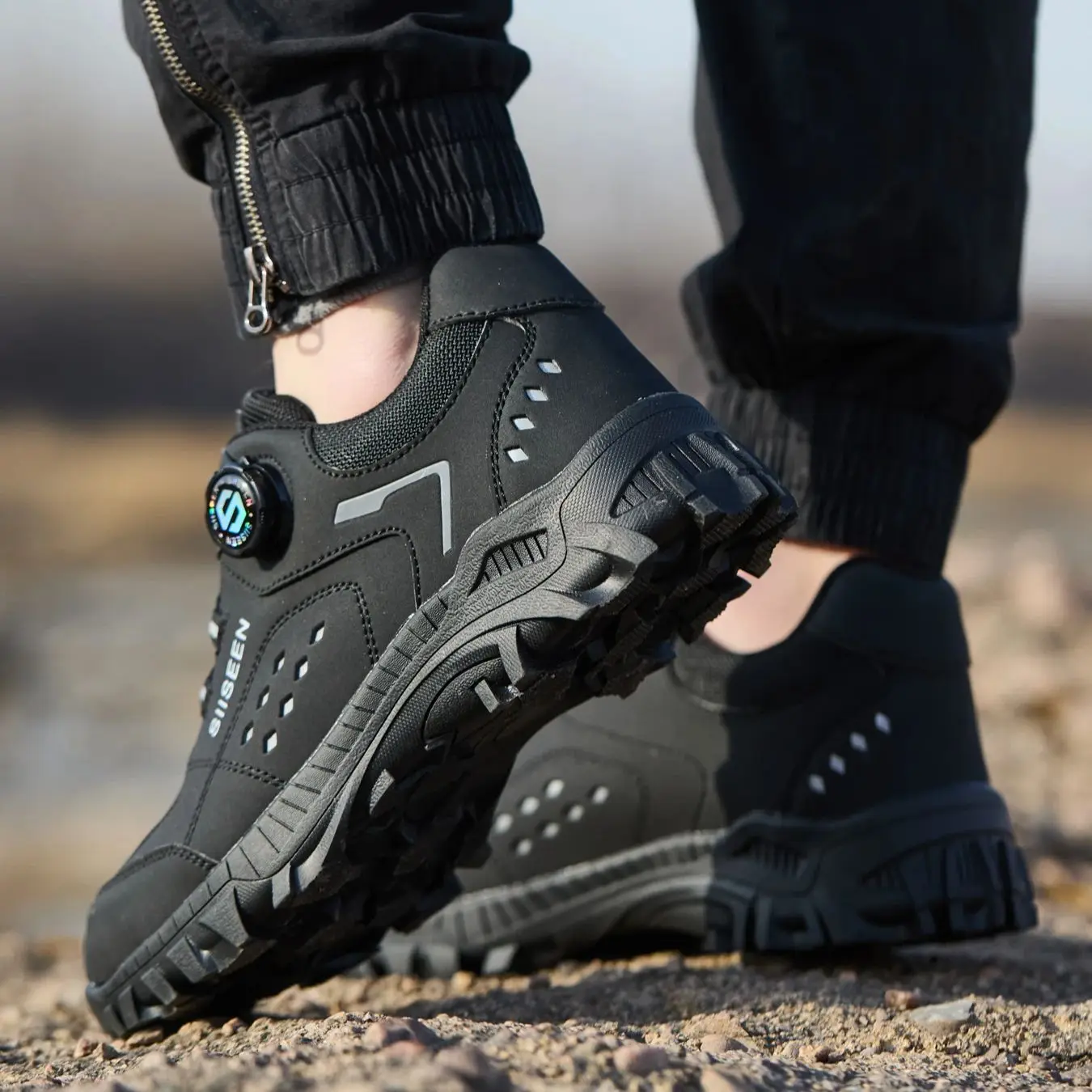 Draaibare knop veiligheidsschoenen stalen neus zwarte antislip werkschoenen anti-perforatie beschermende werklaarzen industriële schoenen - Image 6