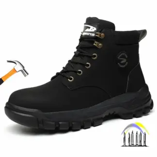 hoge veiligheidslaarzen voor heren, waterdichte lederen werkschoenen voor lassen, anti-lek anti-smash veiligheidsschoenen met stalen neus
