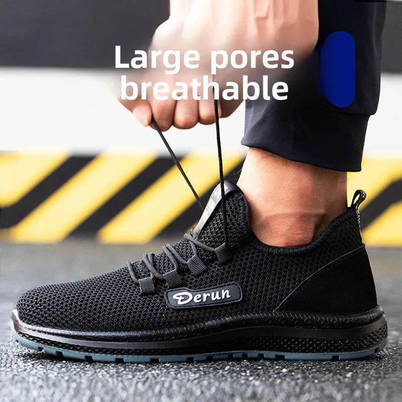 Zomerse veiligheidsschoenen, industriële zwarte werkschoenen met stalen neus, lekbestendig, lichtgewicht constructie, veiligheidsneus sneakers - Image 6