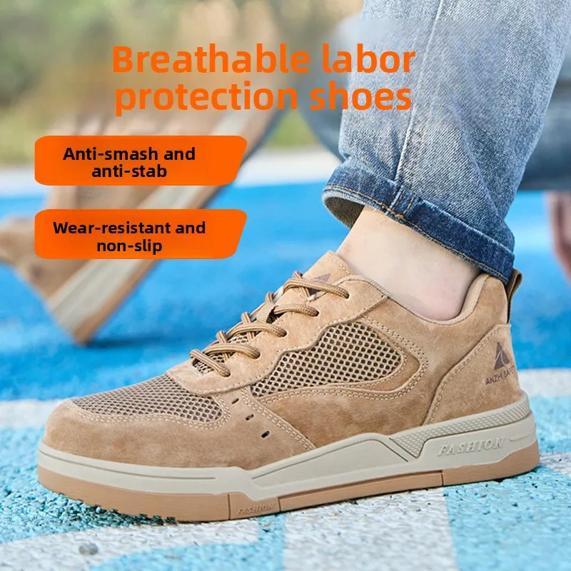 zomer ademende mesh veiligheidsschoenen stalen neus veiligheidslaarzen voor dames lichtgewicht antislip werkschoenen voor heren beschermend schoeisel - Image 4