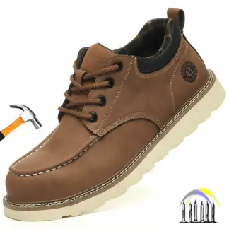 Sneakers met stalen neus voor heren, werkschoenen van microvezelleer, waterdichte veiligheidsschoenen, antislip werklaarzen voor industriële constructie