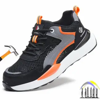 ademende werkschoenen van mesh, zomerse ultralichte veiligheidsschoenen, werksneakers met ijzeren neus voor dames, heren, industriële schoenen met beschermende neus