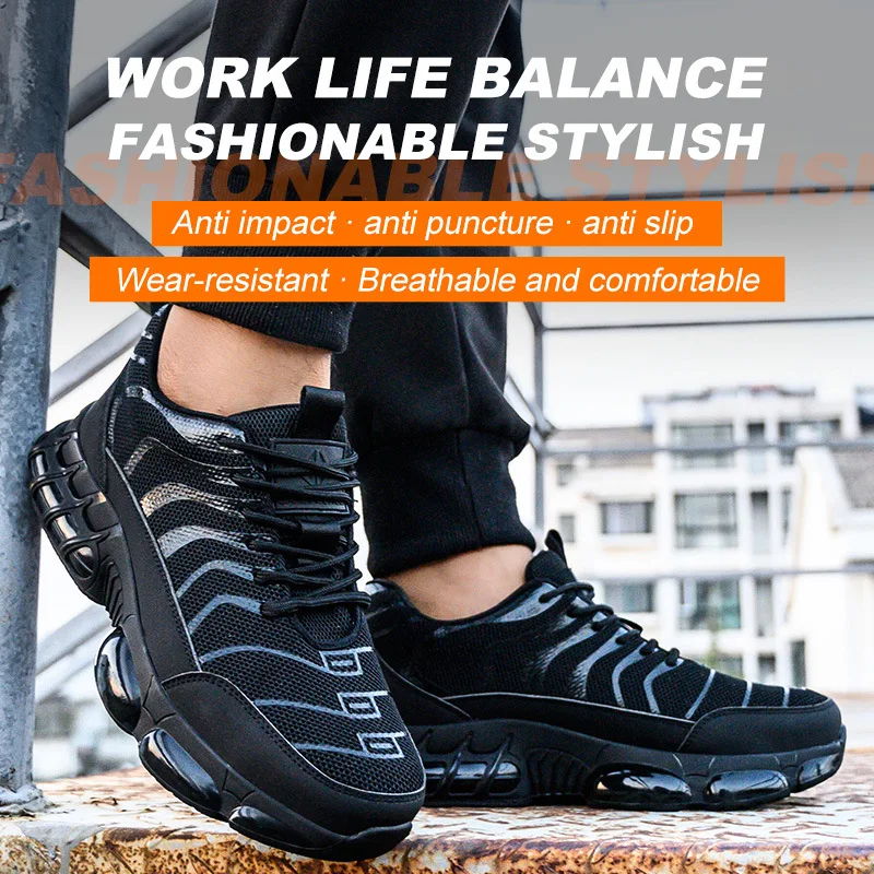 Schoenen met stalen neus voor heren Onverwoestbare werkschoenen Lichtgewicht sneakers met stalen neus Dames Punctiebestendig Antislip Veiligheidszapatos - Image 4