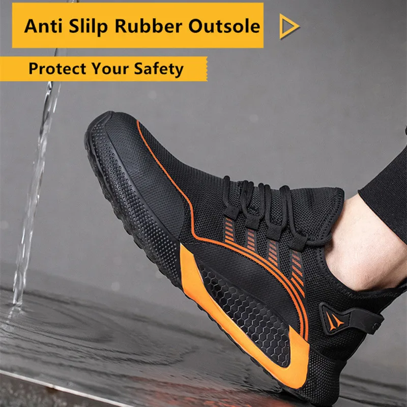 lichte veiligheidsschoenen heren 48, comfortabele werkschoenen voor heren, anti-lek werklaarzen voor de bouw, veiligheidsschoenen voor heren met stalen neus - Image 5