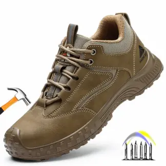 Antislip sneakers met stalen neus, anti-leklaarzen, anti-smashing arbeidsschoenen, waterdichte veiligheidsschoenen voor heren, leren werkschoenen
