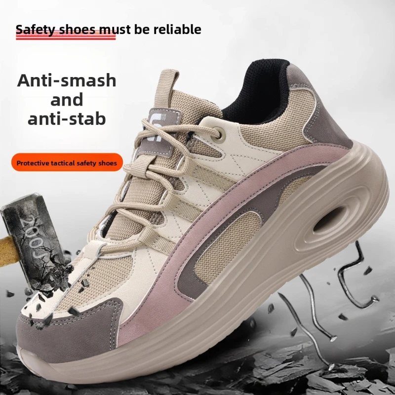 Stalen neuslaarzen voor dames, lichtgewicht veiligheidsschoenen, comfortabele, ademende beschermende werklaarzen, antislip industriële sneakers - Image 3