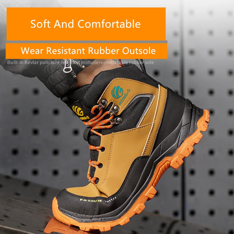 veiligheidsschoenen heren waterdichte werkveiligheidssneakers hoge laarzen anti-lek werkschoenen stalen neus werkschoenen met bescherming - Image 4