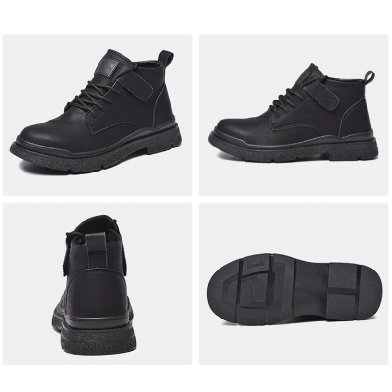 Veiligheidslaarzen met stalen neus, anti-lek waterdicht Leren veiligheidsschoenen voor werkman Werkschoenen met hoge enkel Beschermende werksneakers - Image 4