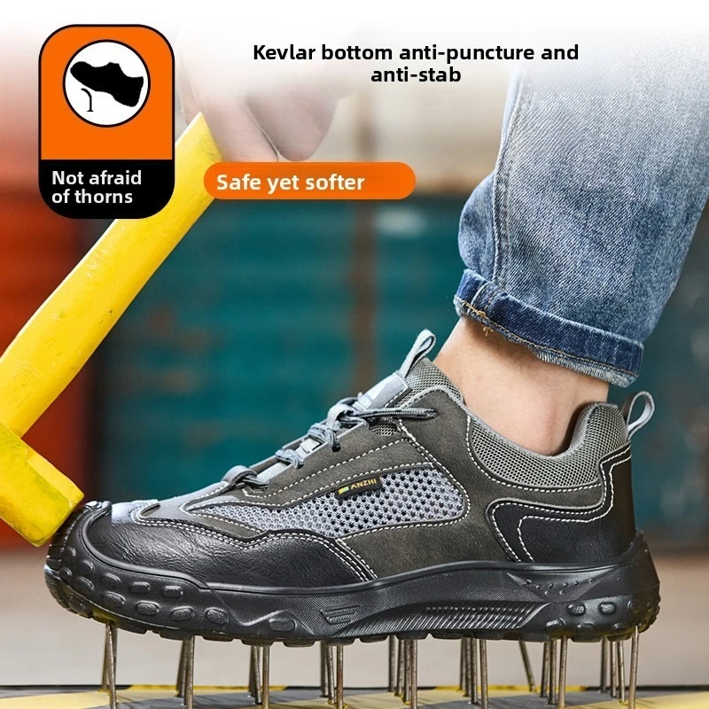 Lichtgewicht veiligheidsschoenen voor heren, anti-smash en anti-steek werkschoenen met stalen neus, industriële veiligheidsschoenen voor de bouw en bescherming van de arbeid. - Image 3